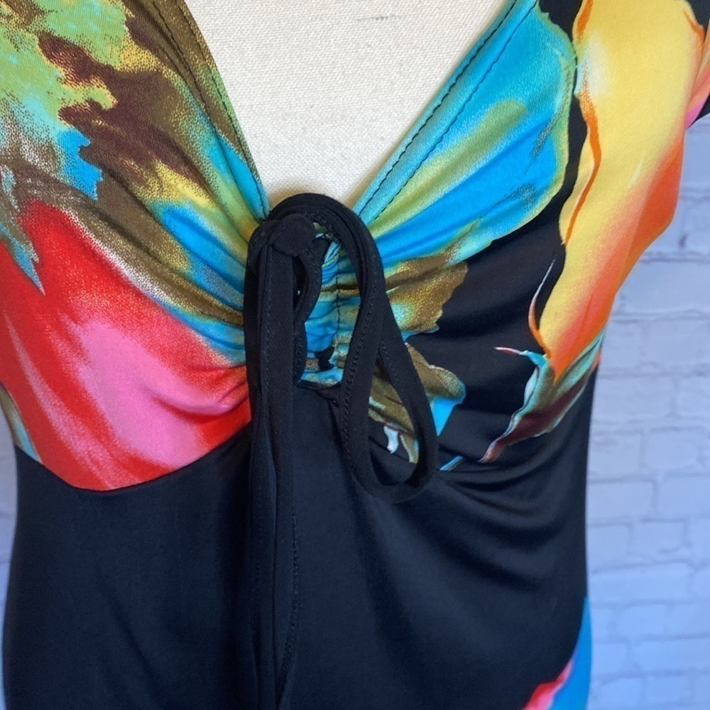 Artex Fashions Vintage Colourful Floral Fitted Maxi Dress Size M - Picture 7 of 15